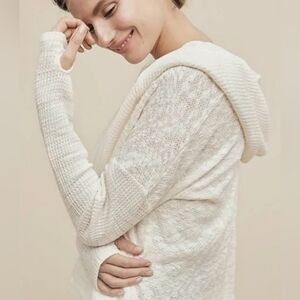 Anthropologie Saturday Sunday Hooded Cream Knit Top